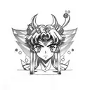 A tattoo of Sailor Moon and Jojo's Bizarre Adventure characters in a cyberpunk setting tattoo design idea
