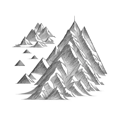 A mountain range forming the letters N, P, and T tattoo design idea