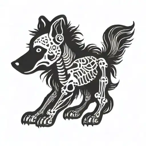 Dog skeleton tattoo design idea