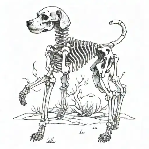 Dog skeleton tattoo design idea