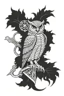 tattoo given to roman demigods when they join camp Jupiter,with SPQR, owl representing athena and lines to shows years tattoo design idea