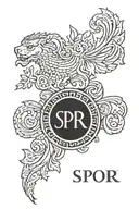 SPQR tattoo:   - "SPQR" letters   - Godly parent symbol   - Stripes for years served   tattoo design idea