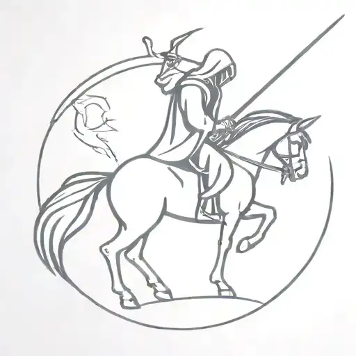 simple grim reaper with scythe riding a unicorn tattoo design idea