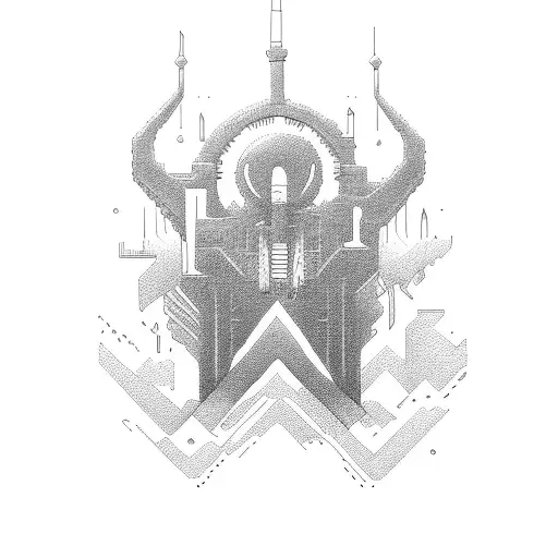 atlantis scene tattoo design idea