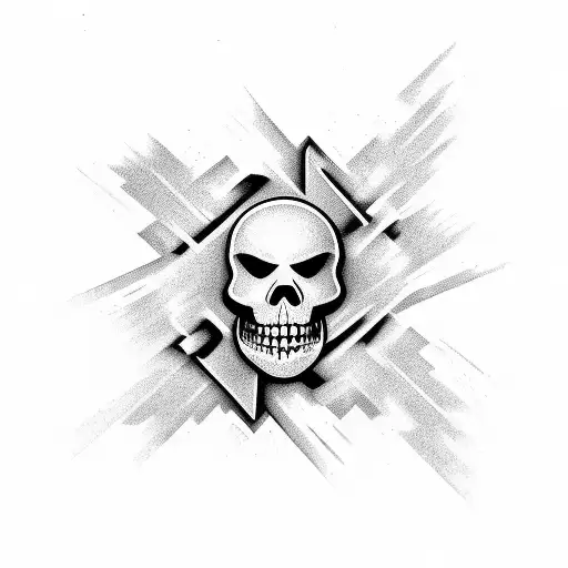 the offspring logo with skeleton hands underneath, the left hand holds up 3 fingers, the right hand 1 finger tattoo design idea