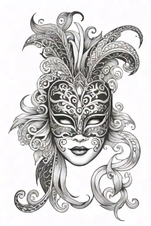 venetian mask tattoo design idea