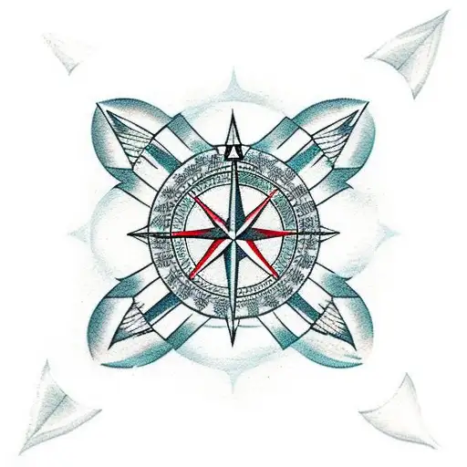lucky 21, pilot wings, compass,  tattoo design idea