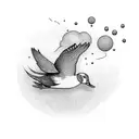 smaller flying ducks with grass and sunset tattoo design idea