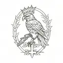 hawk crown cross  tattoo design idea