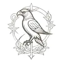hawk crown cross  tattoo design idea