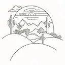 Combine networking symbols with the Arizona desert landscape in a minimalist style tattoo design idea