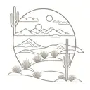 Combine networking symbols with the Arizona desert landscape in a minimalist style tattoo design idea
