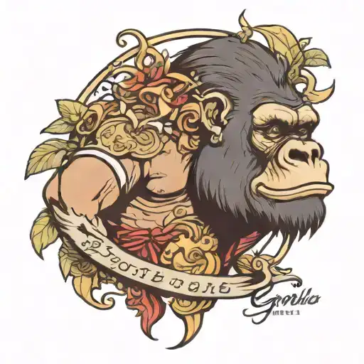 half gorilla and date 29 01 2004 Roman tattoo design idea