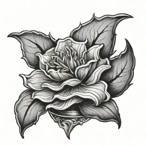 An anxious flower blooming from a cracked vase, representing overcoming obstacles and anxiety tattoo design idea