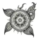 An intricate dotwork tattoo symbolizing the cycle of life and karma tattoo design idea