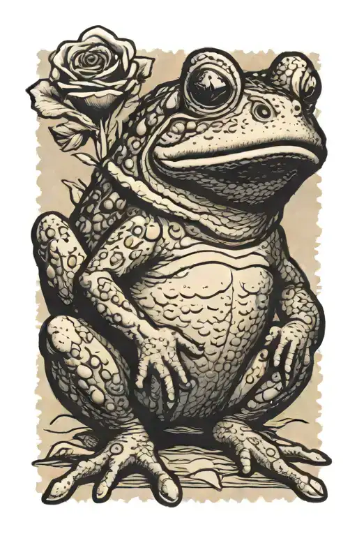 postage stamp with true toad sitting tattoo design idea
