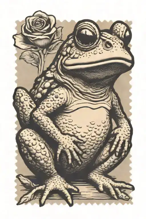postage stamp with true toad sitting tattoo design idea