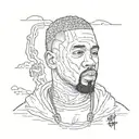 A mashup tattoo featuring Kanye West, JID, Kendrick Lamar, Denzel Curry, Eminem, and Travis Scott in a unique and artistic way tattoo design idea