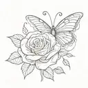butterfly rose music notes floating tattoo design idea
