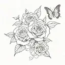 butterfly rose music notes floating tattoo design idea