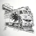 train graffiti style mural tattoo design idea