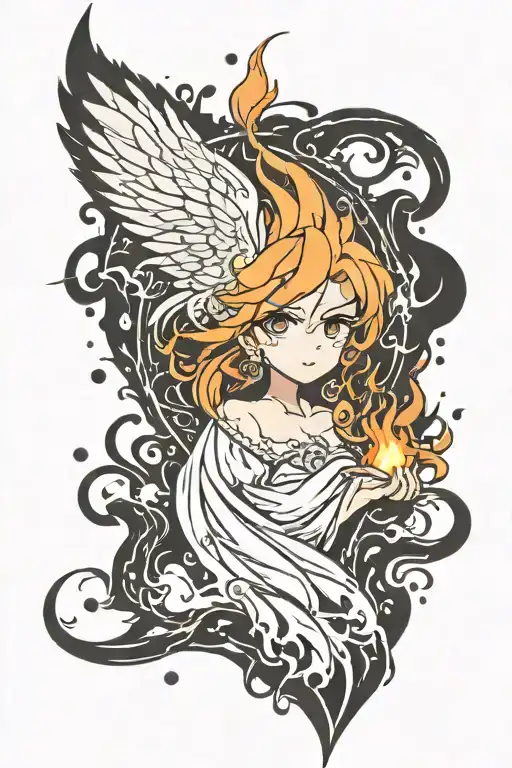 right fire left air in a tear drop tattoo design idea