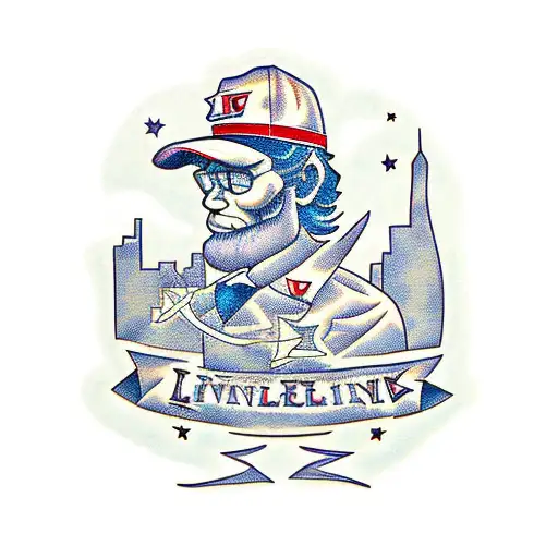 boy building a skyline that spells the name "Lincoln" tattoo design idea