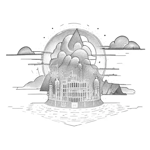 boy building a skyline that spells the name "Lincoln" tattoo design idea