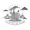 boy building a skyline that spells the name "Lincoln" tattoo design idea