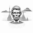 boy building a skyline that spells the name "Lincoln" tattoo design idea