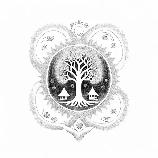 Tree of Life and children tattoo design idea