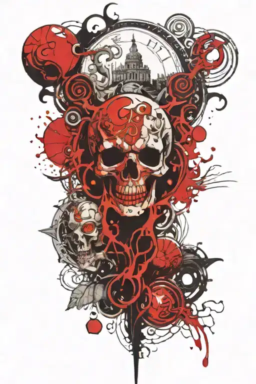 Seven Deadly Sins thigh tattoo featuring elements of dark and gritty, heavy shading enhanced background of dark a moon tattoo design idea