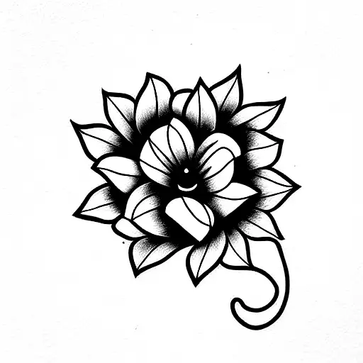 November flower and snake tattoo design idea