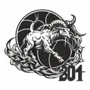 Capricorn , basketball ball and birthday date January 18, 1997 tattoo design idea