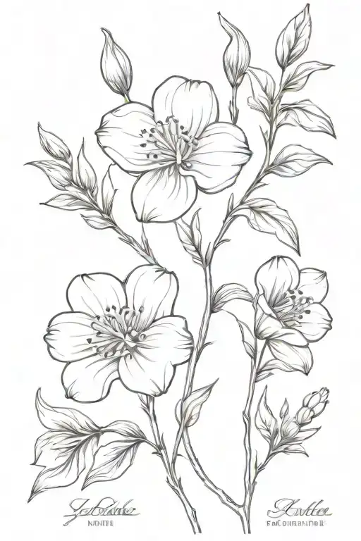 february birth flower july birth flower october birth flower intertwined tattoo design idea