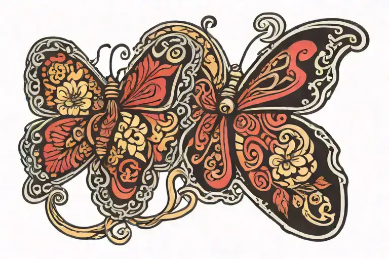 butterfly heart infinity 69 peanut  tattoo design idea