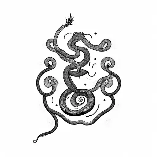 libra scale with snake tattoo design idea