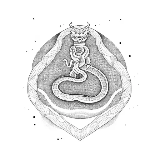 libra scale with snake tattoo design idea