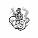 libra scale with snake tattoo design idea