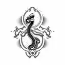libra scale with snake tattoo design idea
