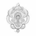 libra scale with snake tattoo design idea