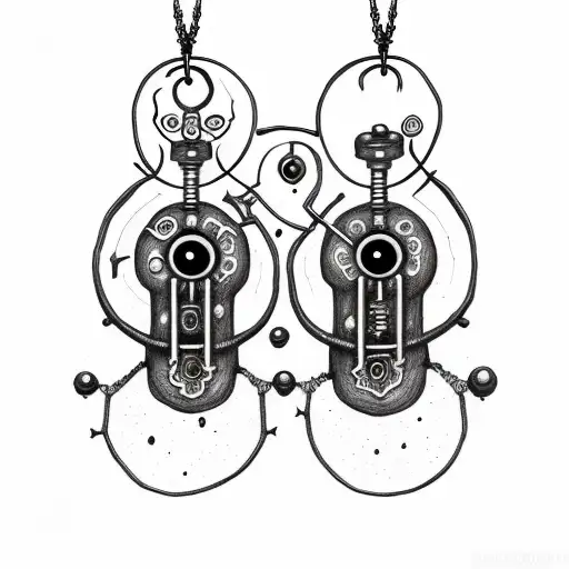 goth serotonin dopamin particles necklace tattoo design idea