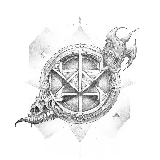 The word “Necronomicon” written in fine line old English font  circle, with the “N” being both the first and last letter tattoo design idea