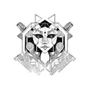 Cyborg Gemini Sisters Faces Conjoined Holding Hands tattoo design idea