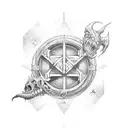 The word “Necronomicon” written in fine line old English font  circle, with the “N” being both the first and last letter tattoo design idea