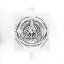 The word “Necronomicon” written in fine line old English font  circle, with the “N” being both the first and last letter tattoo design idea