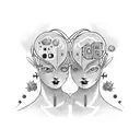 Goth Cyborg Gemini Sisters Conjoined Looking at Each Other tattoo design idea
