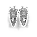 Goth Cyborg Gemini Sisters Conjoined Looking at Each Other tattoo design idea