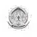 The word “Necronomicon” written in fine line old English font  circle, with the “N” being both the first and last letter tattoo design idea