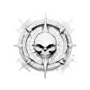 The word “Necronomicon” written in fine line old English font  circle, with the “N” being both the first and last letter tattoo design idea